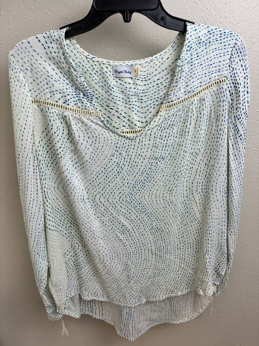Brigitte Bailey V Neck Blouse Medium Long Sleeve Career Work Top
